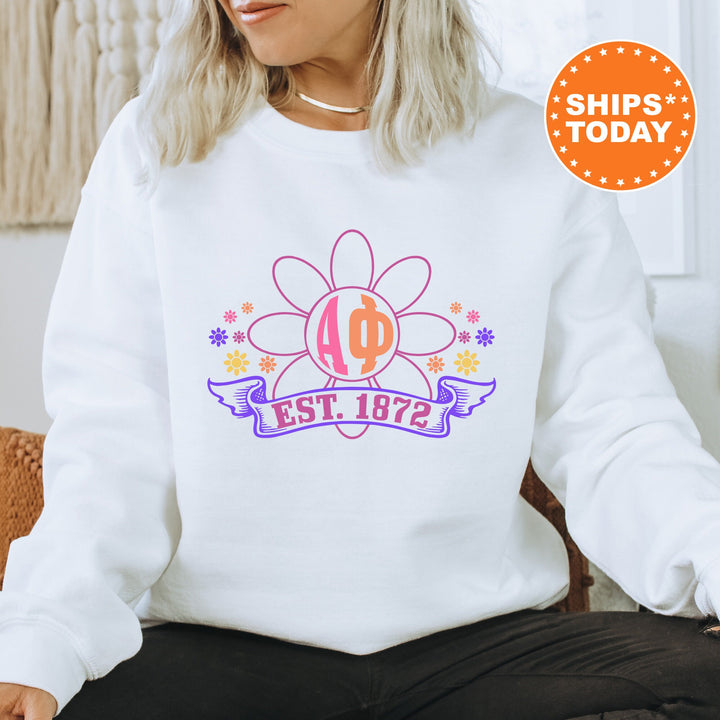 Alpha Phi Floral Greek Letters Sorority Sweatshirt | APHI Comfy Sweatshirt | Alpha Phi Sorority Letters | Big Little Gift _ 16930g