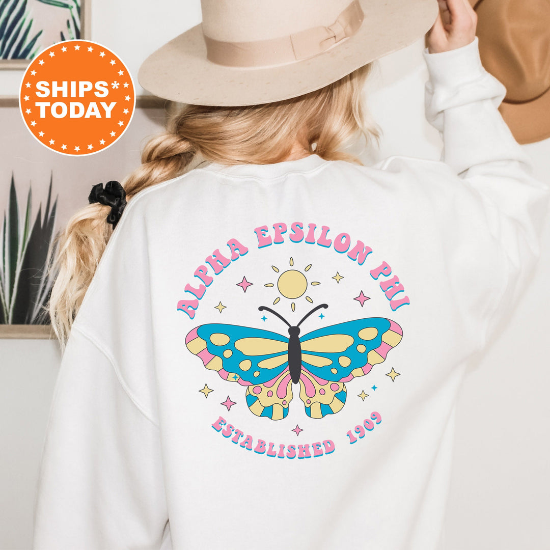 Alpha Epsilon Phi Twinklewings Sorority Sweatshirt | AEPHI Butterfly Sweatshirt | Big Little Sorority Gift | Custom Greek Apparel _  12615g