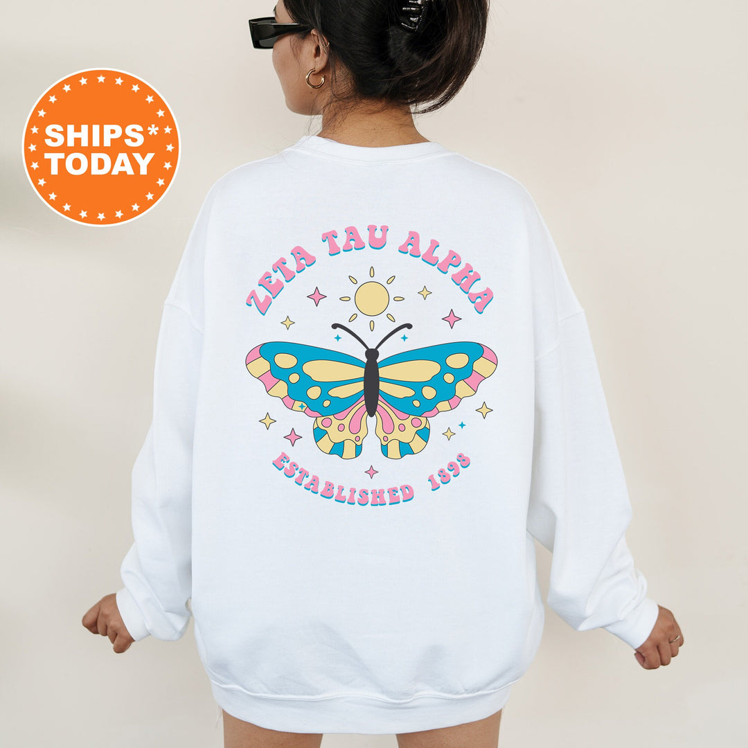 Zeta Tau Alpha Twinklewings Sorority Sweatshirt | ZETA Butterfly Sweatshirt | Big Little Sorority Gift | Custom Greek Apparel _  12638g