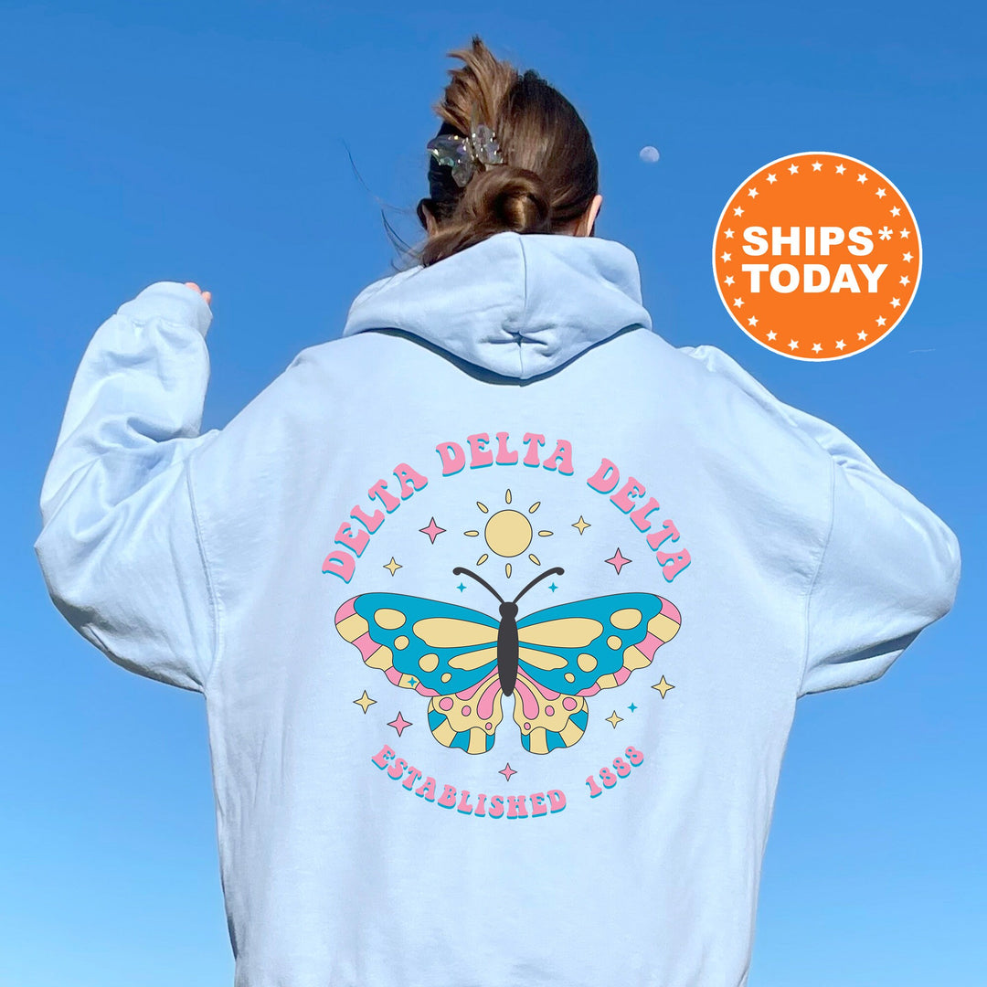 Delta Delta Delta Twinklewings Sorority Sweatshirt | Tri Delta Butterfly Sweatshirt | Big Little Gift | Custom Greek Apparel _  12623g