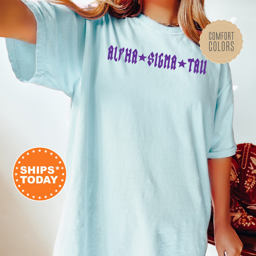 Alpha Sigma Tau Rock n Roll Sorority T-Shirt | Greek Life Shirt | Big Little Sorority Gift | Trendy Comfort Colors Shirt _ 5592g