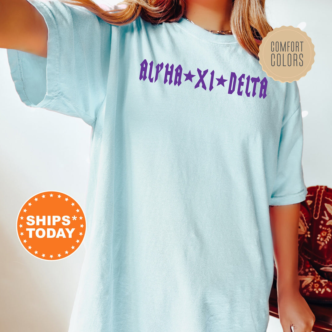 Alpha Xi Delta Rock n Roll Sorority T-Shirt | AXID Greek Life Shirt | Big Little Sorority Gift | Trendy Comfort Colors Shirt _ 5593g