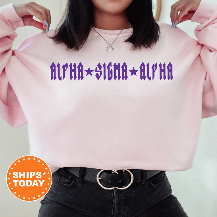 Alpha Sigma Alpha Rock N Roll Sorority Sweatshirt | ASA Greek Sweatshirt | Sorority Merch | Big Little Reveal Gift | College Apparel _ 5591g