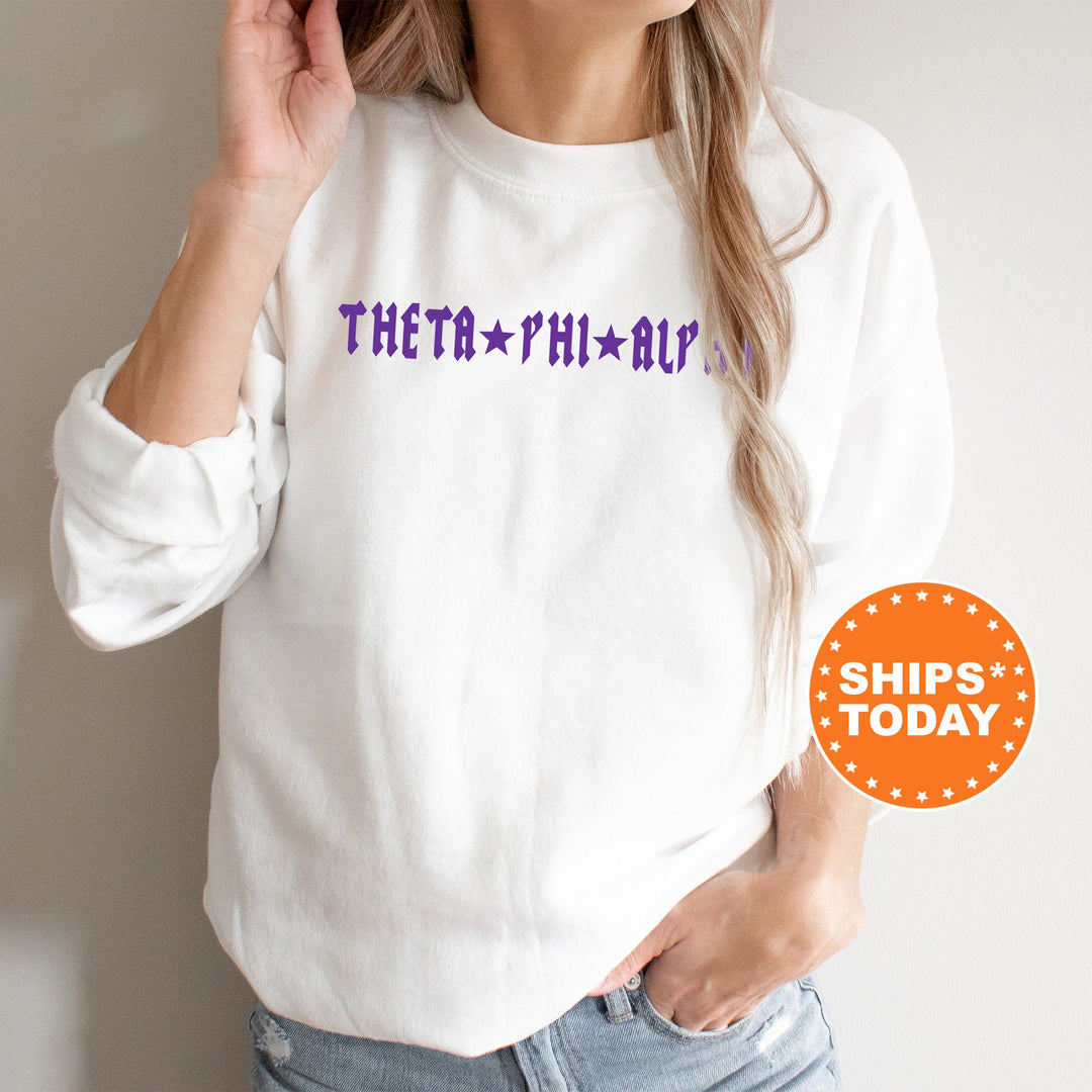 Theta Phi Alpha Rock N Roll Sorority Sweatshirt | Theta Phi Greek Sweatshirt | Sorority Merch | Big Little Gift | College Apparel _ 5609g