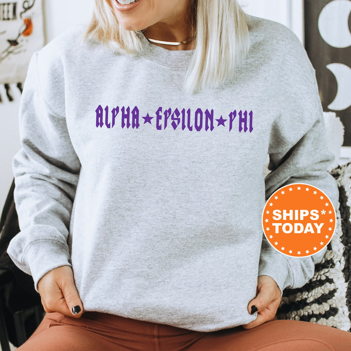 Alpha Epsilon Phi Rock N Roll Sorority Sweatshirt | AEPHI Greek Sweatshirt | Sorority Merch | Big Little Gift | College Apparel _ 5587g