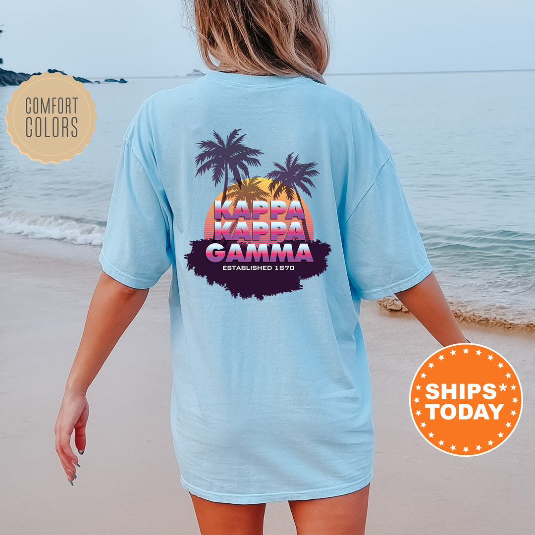 Kappa Kappa Gamma Palmscape Sorority T-Shirt | Kappa Beach Shirt | Big Little Recruitment Gift | Comfort Colors | Sorority Apparel _ 14191g