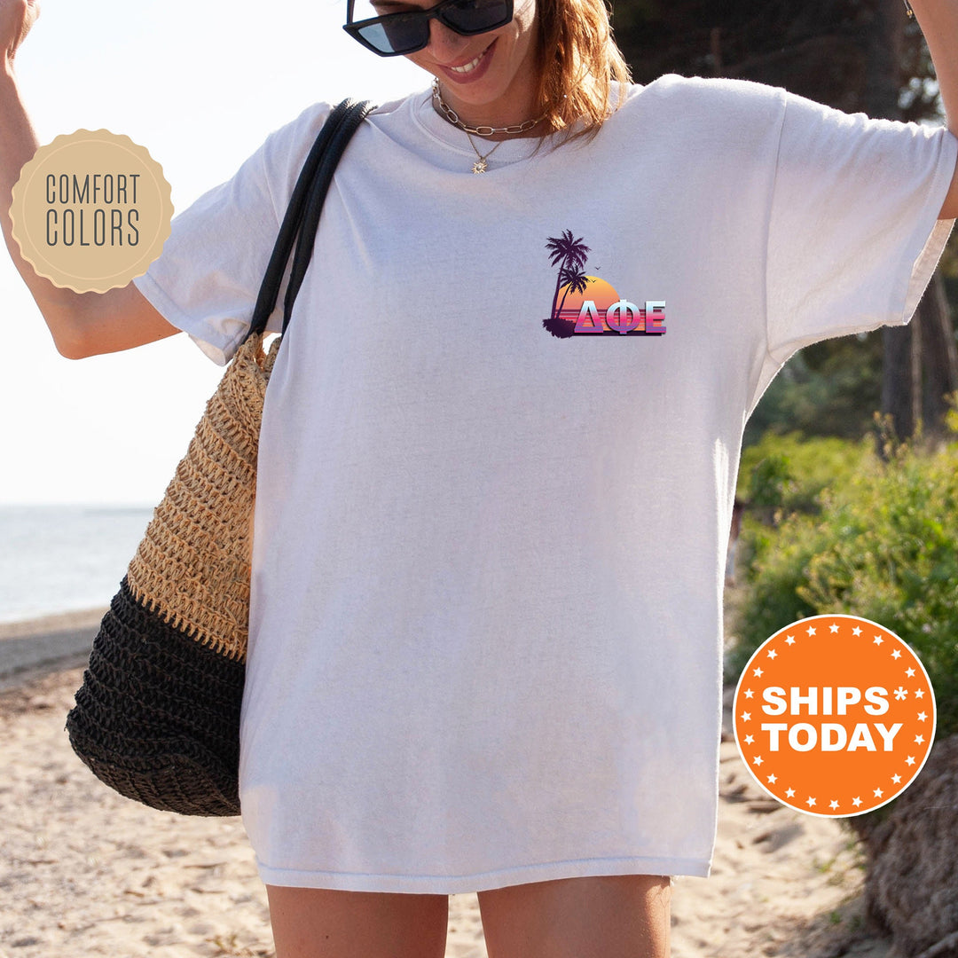 Delta Phi Epsilon Palmscape Sorority T-Shirt | DPHIE Beach Shirt | Big Little Recruitment Gift | Comfort Colors | Sorority Apparel _ 14186g