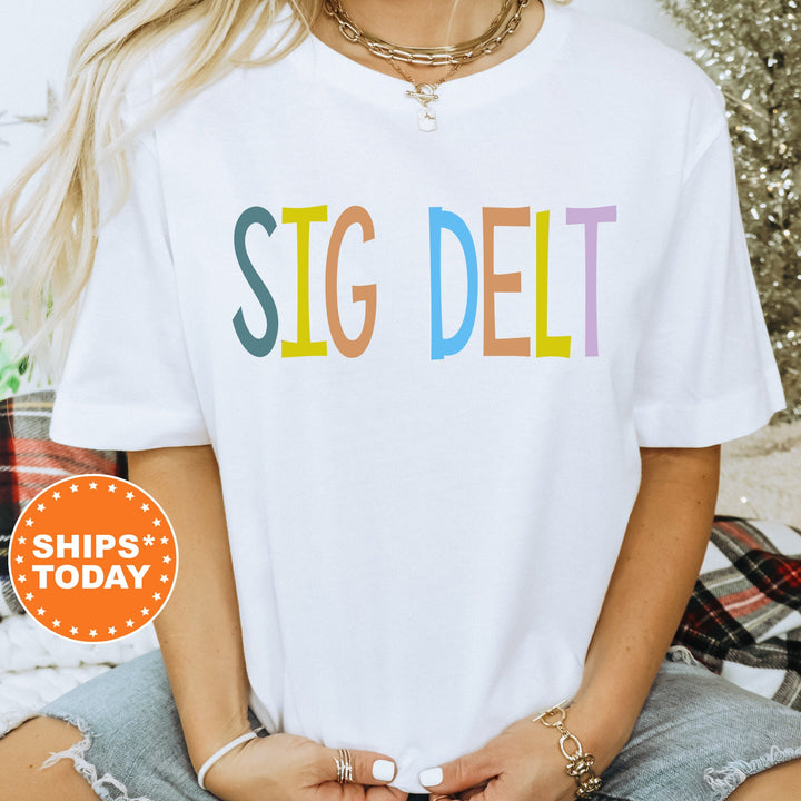 Sigma Delta Tau Uniquely Me Sorority T-Shirt | Sig Delt Sorority Letters | Comfort Colors Shirt | Big Little Recruitment Gift _ 5831g