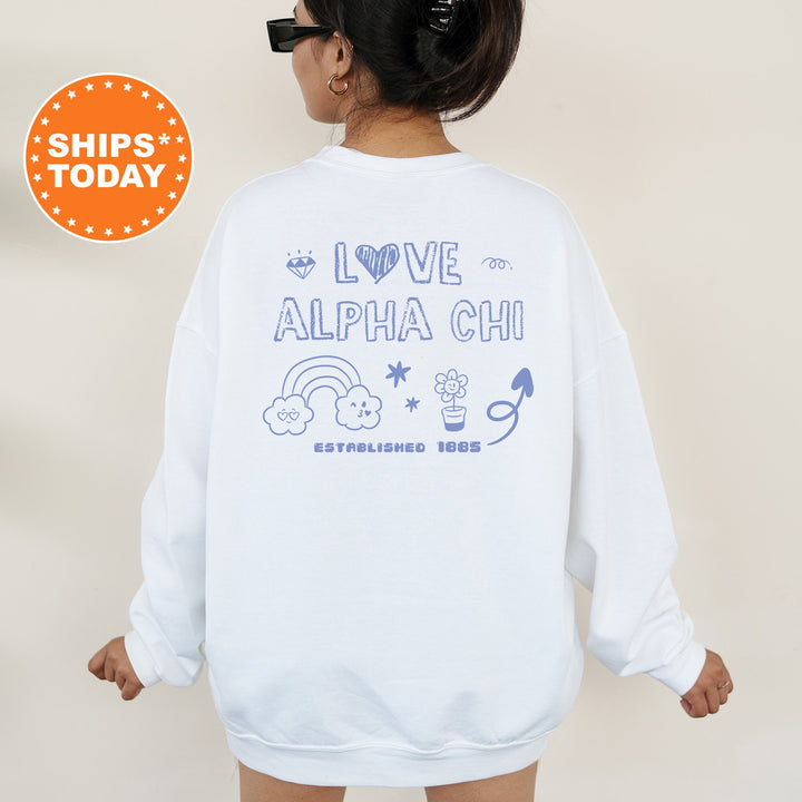 Alpha Chi Omega Doodle Letters Sorority Sweatshirt | Alpha Chi Doodle Font | Big Little Recruitment Gift | Custom Greek Sweatshirt