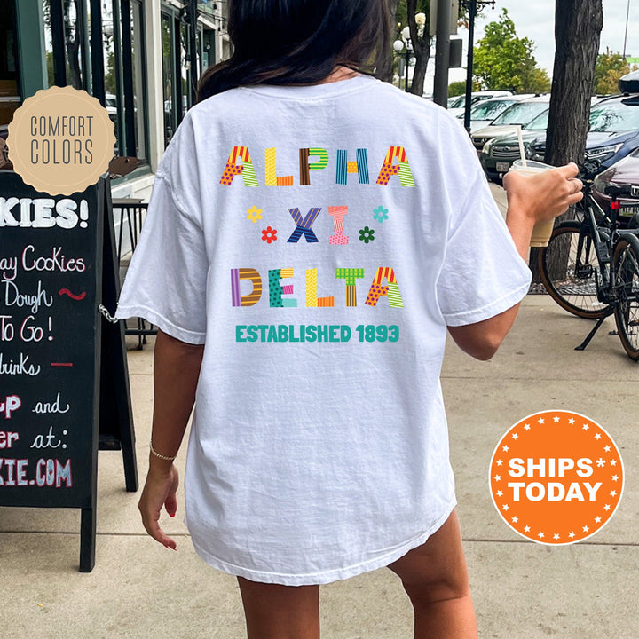 Alpha Xi Delta Paper Letters Sorority T-Shirt | AXID Comfort Colors Shirt | Big Little Reveal | Sorority Gift | College Apparel _ 16362g