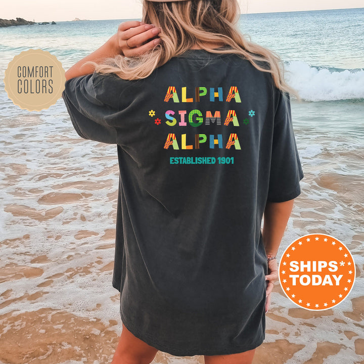 Alpha Sigma Alpha Paper Letters Sorority T-Shirt | Alpha Sigma Alpha Comfort Colors Shirt | Big Little Sorority | College Apparel _ 16360g