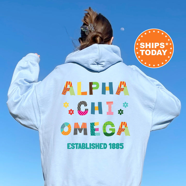Alpha Chi Omega Paper Letters Sorority Sweatshirt | Alpha Chi Trendy Sweatshirt | Greek Apparel | Big Little Reveal | Sorority Gift