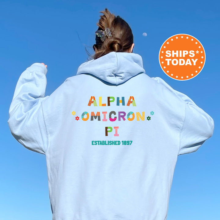 Alpha Omicron Pi Paper Letters Sorority Sweatshirt | Alpha O Trendy Sweatshirt | Greek Apparel | Big Little Reveal | Sorority Gift