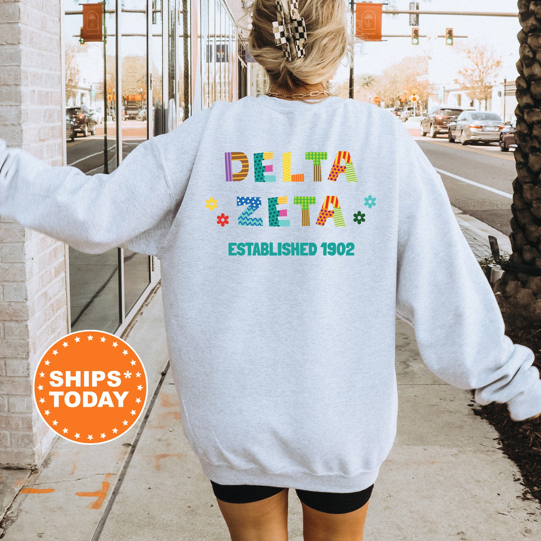 Delta Zeta Paper Letters Sorority Sweatshirt | Dee Zee Trendy Sweatshirt | Greek Apparel | Big Little Reveal | Sorority Gift