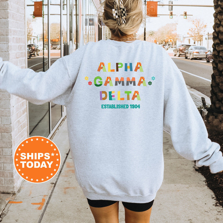 Alpha Gamma Delta Paper Letters Sorority Sweatshirt | Alpha Gam Trendy Sweatshirt | Greek Apparel | AGD Big Little Sorority Gifts