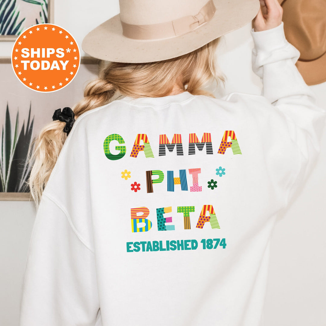 Gamma Phi Beta Paper Letters Sorority Sweatshirt | Gamma Phi Trendy Sweatshirt | Greek Apparel | Big Little Reveal | Sorority Gift