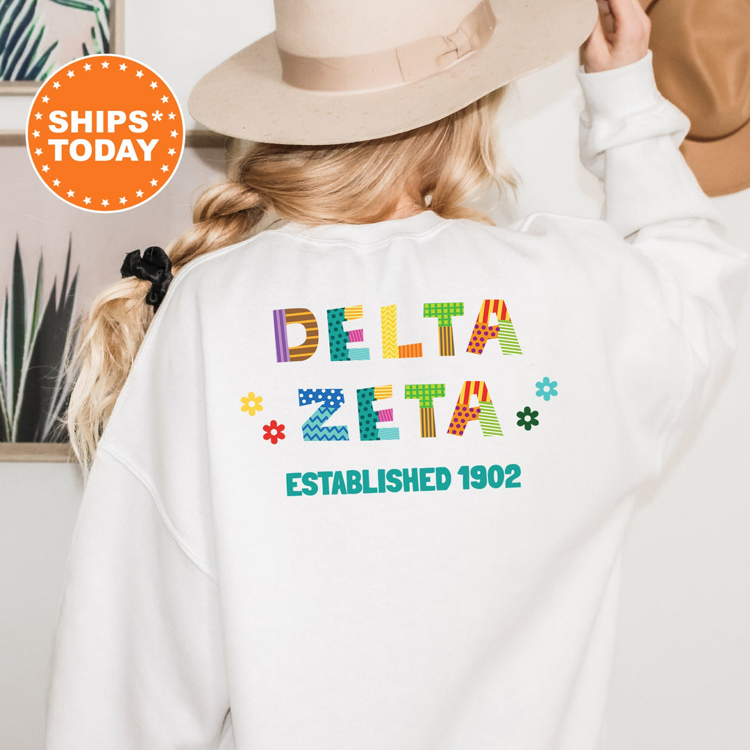 Delta Zeta Paper Letters Sorority Sweatshirt | Dee Zee Trendy Sweatshirt | Greek Apparel | Big Little Reveal | Sorority Gift