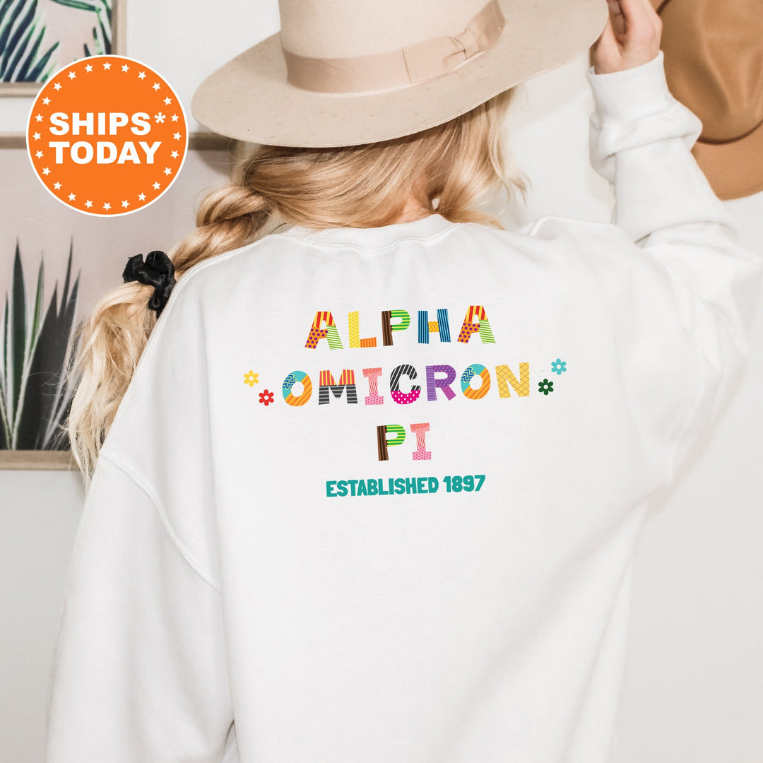 Alpha Omicron Pi Paper Letters Sorority Sweatshirt | Alpha O Trendy Sweatshirt | Greek Apparel | Big Little Reveal | Sorority Gift