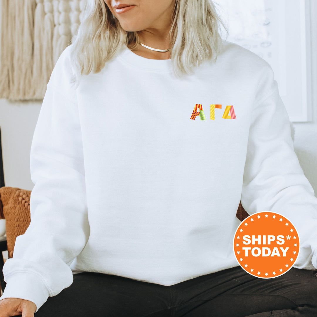 Alpha Gamma Delta Paper Letters Sorority Sweatshirt | Alpha Gam Trendy Sweatshirt | Greek Apparel | AGD Big Little Sorority Gifts