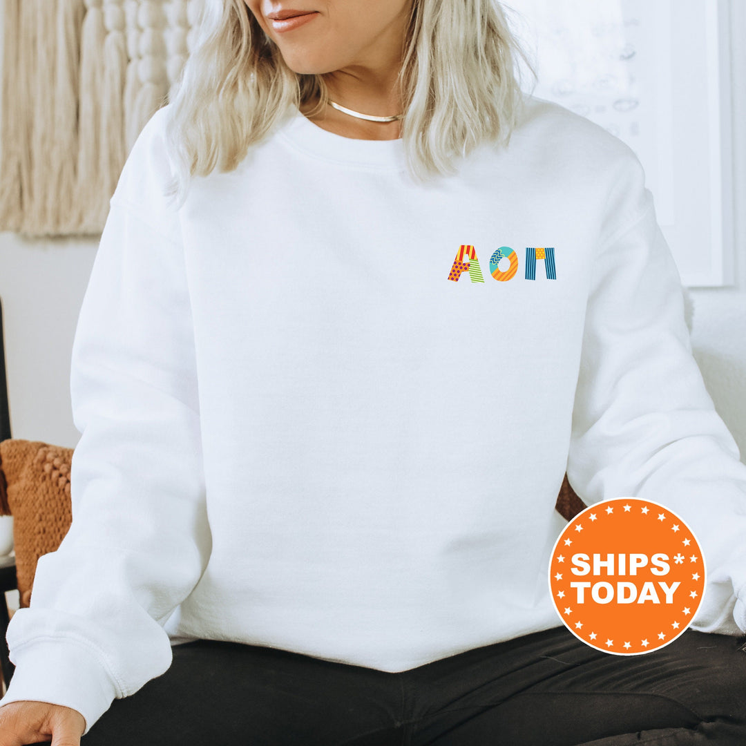 Alpha Omicron Pi Paper Letters Sorority Sweatshirt | Alpha O Trendy Sweatshirt | Greek Apparel | Big Little Reveal | Sorority Gift