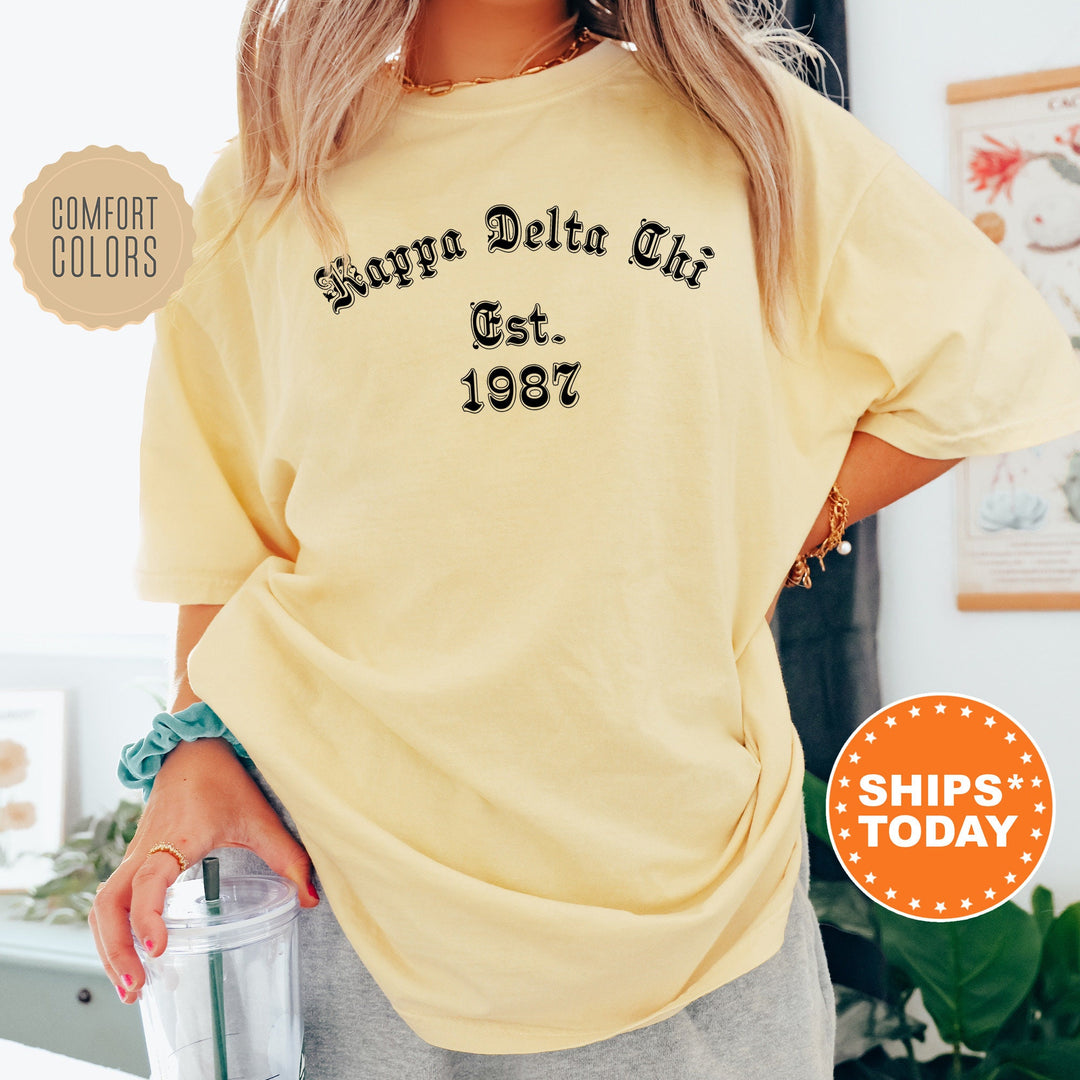 Kappa Delta Chi Old English Sorority T-Shirt | KDChi Comfort Colors Shirt | Sorority Apparel | Big Little Reveal | Sorority Gifts _ 8564g