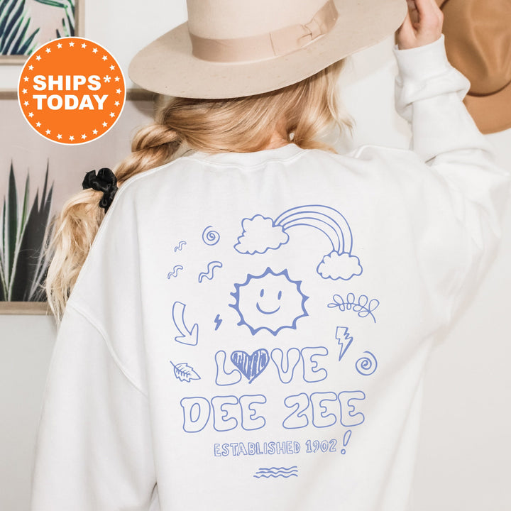 Delta Zeta Doodle Font Letter Sorority Sweatshirt | Trendy Dee Zee Sweatshirt | Big Little Reveal Gift | Custom Sorority _ 16990g