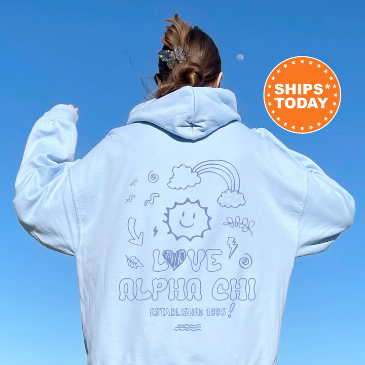 Alpha Chi Omega Doodle Font Letter Sorority Sweatshirt | Trendy Alpha Chi Sweatshirt | Big Little Reveal Gift | Custom Sorority _ 16977g