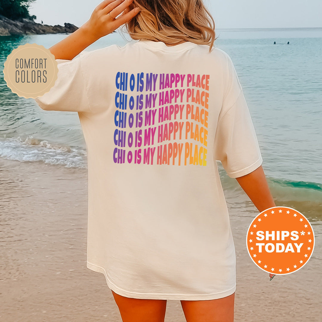 Chi O Is My Happy Place | Chi Omega Wavy Font Sorority T-Shirt | Big Little Gift | Comfort Colors Tee | Custom Sorority Shirt _  12674g