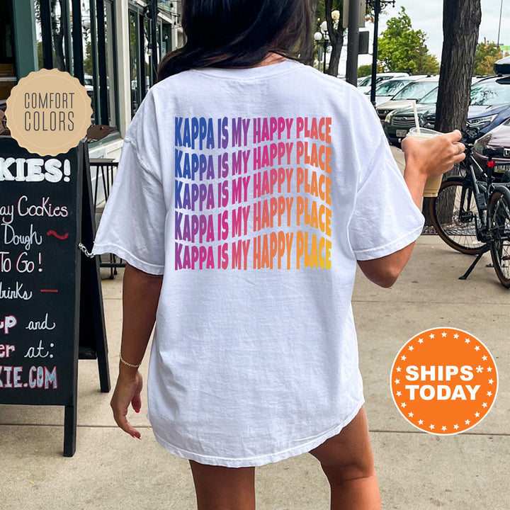 KAPPA Is My Happy Place | Kappa Kappa Gamma Wavy Font Sorority T-Shirt | Big Little Gift | Comfort Colors | Custom Sorority Shirt _  12682g