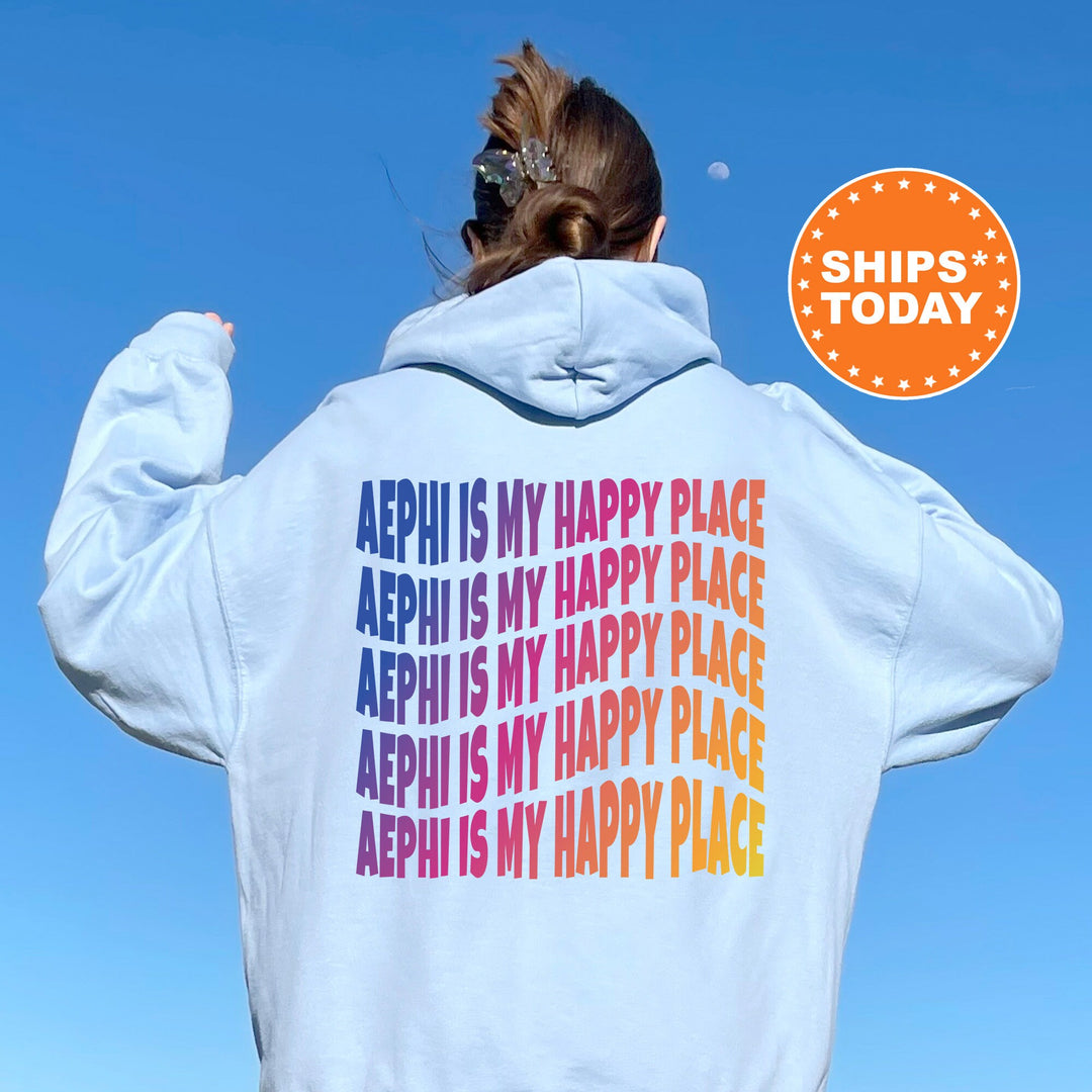 AEPHI Is My Happy Place | Alpha Epsilon Phi Wavy Font Sorority Sweatshirt | Sorority Merch | Big Little Recruitment Gift _ 12667g