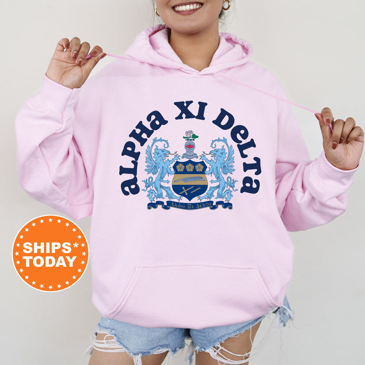 Alpha Xi Delta Crest Legacy Sorority Sweatshirt | AXID Crest Sweatshirt | Alpha Xi Big Little Sorority Gift | College Greek Apparel