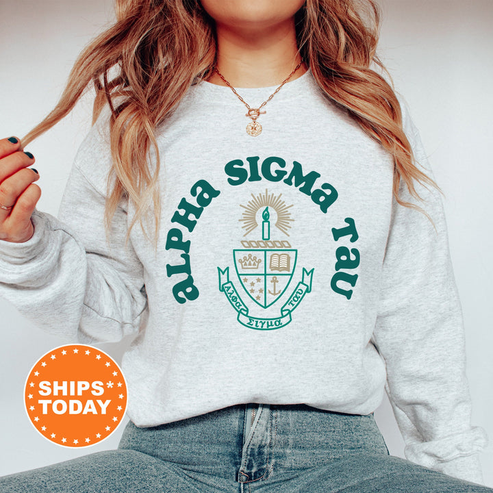 Alpha Sigma Tau Crest Legacy Sorority Sweatshirt | Sorority Crest Sweatshirt | Big Little Sorority Gift | College Greek Apparel