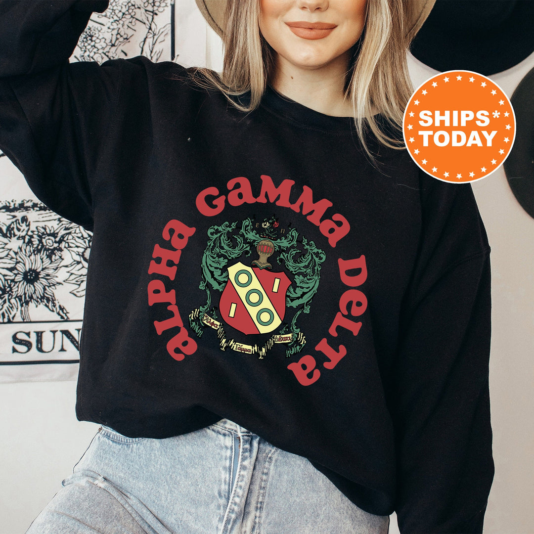 Alpha Gamma Delta Crest Legacy Sorority Sweatshirt | Alpha Gam Crest Sweatshirt | Big Little Sorority Gift | College Greek Apparel