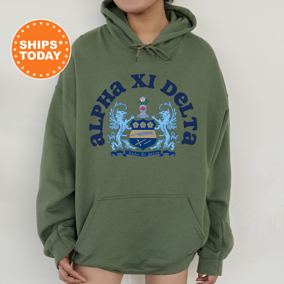 Alpha Xi Delta Crest Legacy Sorority Sweatshirt | AXID Crest Sweatshirt | Alpha Xi Big Little Sorority Gift | College Greek Apparel