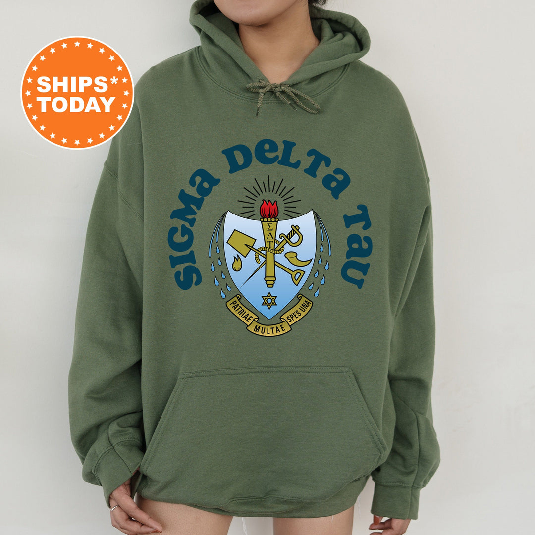 Sigma Delta Tau Crest Legacy Sorority Sweatshirt | Sig Delt Crest Sweatshirt | Big Little Sorority Gift | College Greek Apparel