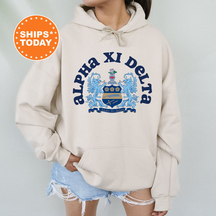 Alpha Xi Delta Crest Legacy Sorority Sweatshirt | AXID Crest Sweatshirt | Alpha Xi Big Little Sorority Gift | College Greek Apparel