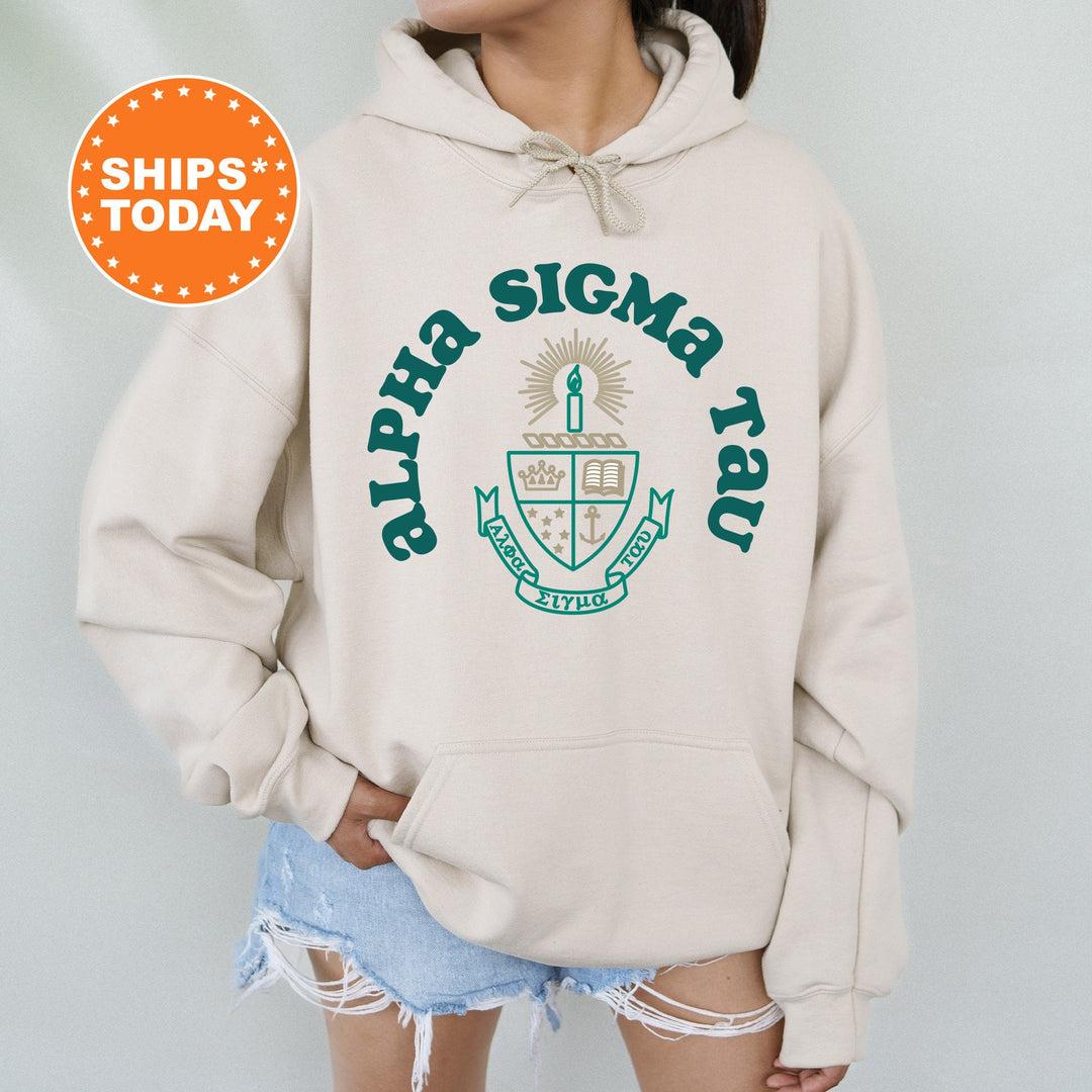 Alpha Sigma Tau Crest Legacy Sorority Sweatshirt | Sorority Crest Sweatshirt | Big Little Sorority Gift | College Greek Apparel