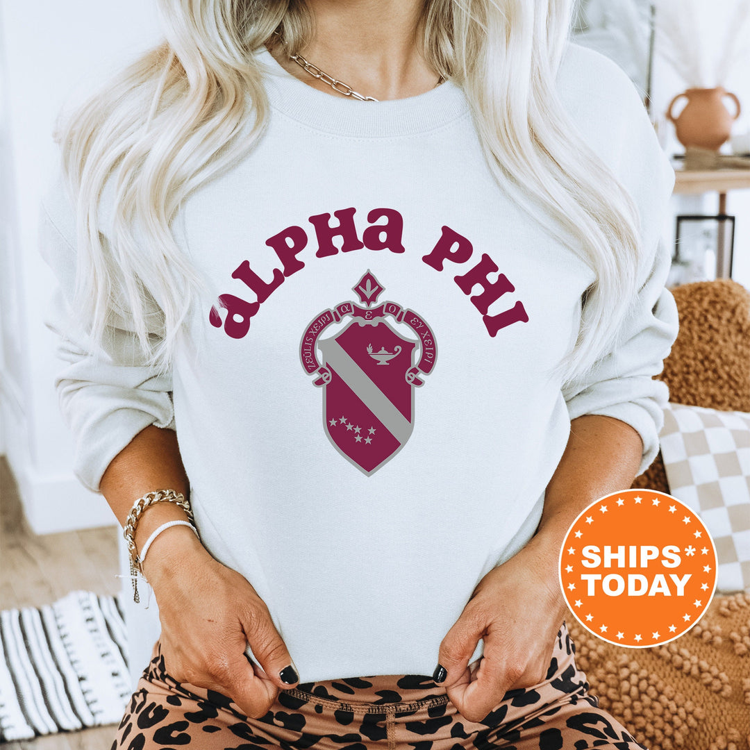 Alpha Phi Crest Legacy Sorority Sweatshirt | APHI Crest Sweatshirt | Sorority Merch | Big Little Gift | College Greek Apparel