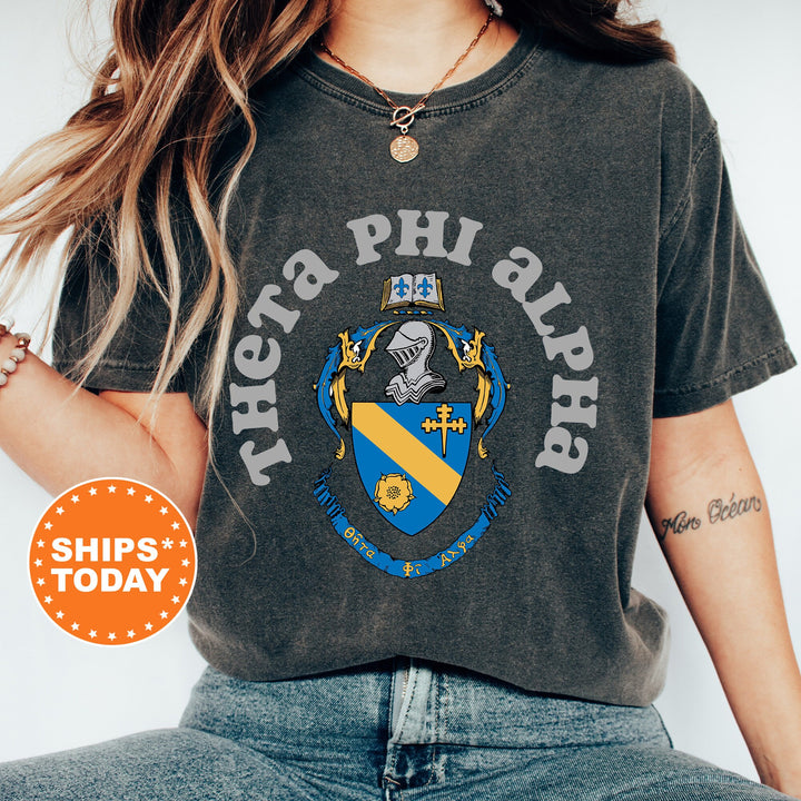 Theta Phi Alpha Crest Legacy Sorority T-Shirt | Theta Phi Crest Shirt | Big Little Reveal | Sorority Merch | Comfort Colors Tee _ 17358g