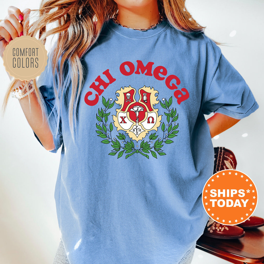Chi Omega Crest Legacy Sorority T-Shirt | Chi O Crest Shirt | Big Little Reveal Gift | Sorority Merch | Comfort Colors Tee _ 17344g