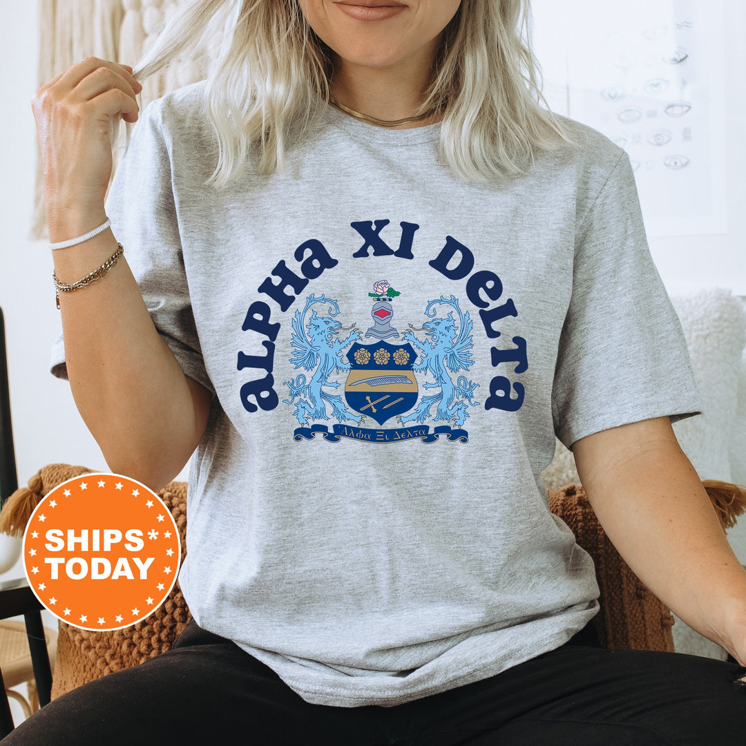 Alpha Xi Delta Crest Legacy Sorority T-Shirt | AXID Crest Shirt | Big Little Reveal Gift | Sorority Merch | Comfort Colors Tee _ 17343g
