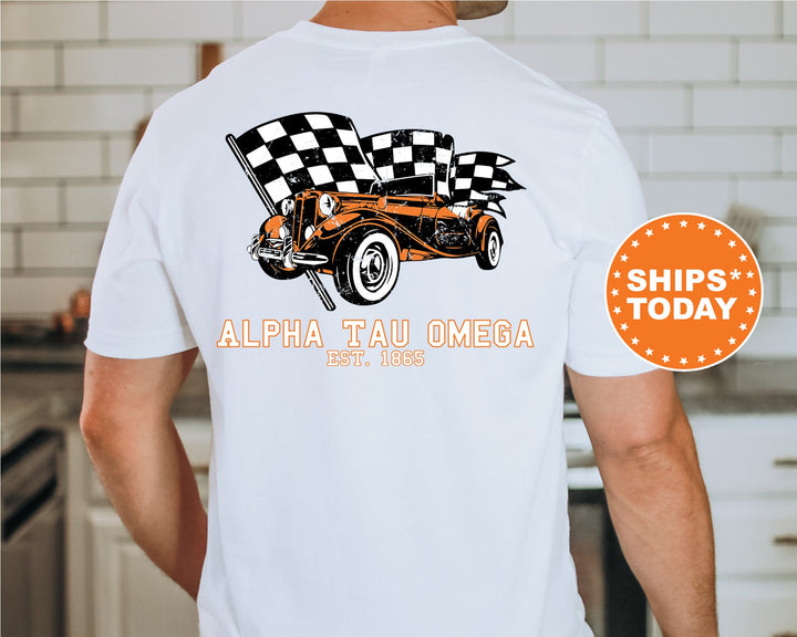 Alpha Tau Omega Racer Fraternity T-Shirt | ATO Greek Life Shirt | Fraternity Gift | College Apparel | Comfort Colors Shirt _  11829g