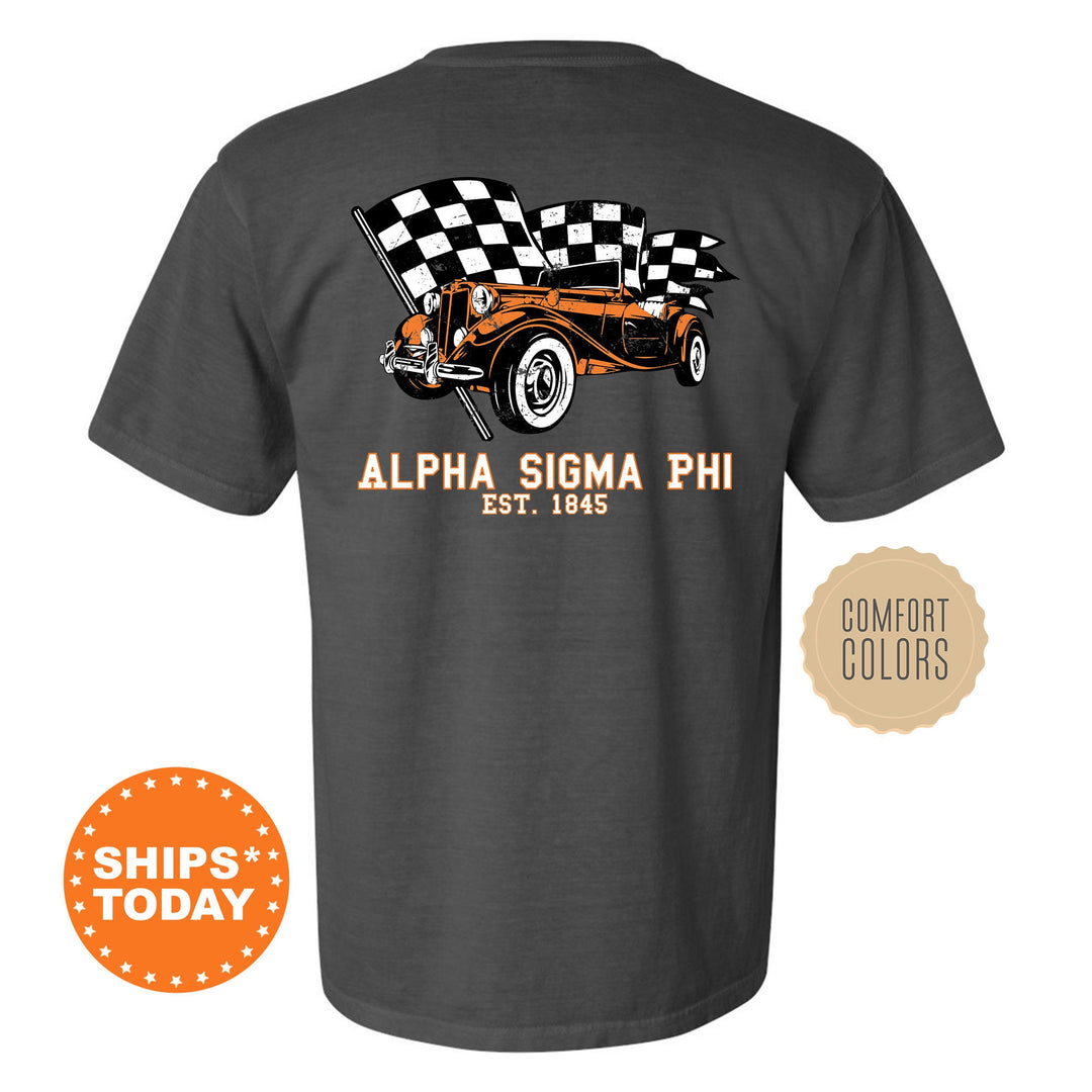 Alpha Sigma Phi Racer Fraternity T-Shirt | Alpha Sig Greek Life Shirt | Fraternity Gift | College Apparel | Comfort Colors Shirt _  11828g