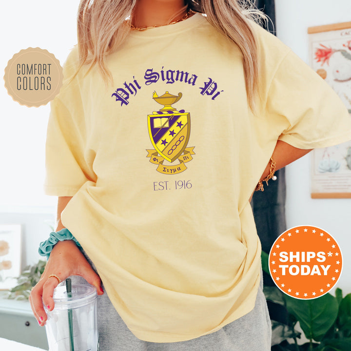 Phi Sigma Pi Greek Heritage COED T-Shirt | Phi Sigma Pi Crest Shirt | COED Fraternity TShirt | Comfort Colors Tee _ 15393g