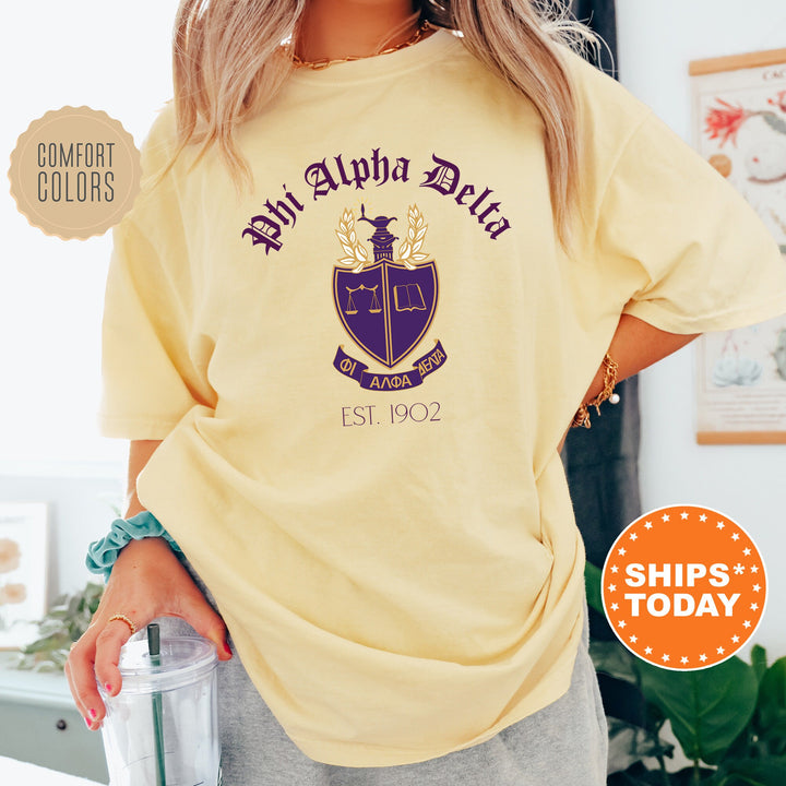 Phi Alpha Delta Greek Heritage COED T-Shirt | Phi Alpha Delta Crest Shirt | COED Fraternity TShirt | Comfort Colors Tee _ 15390g