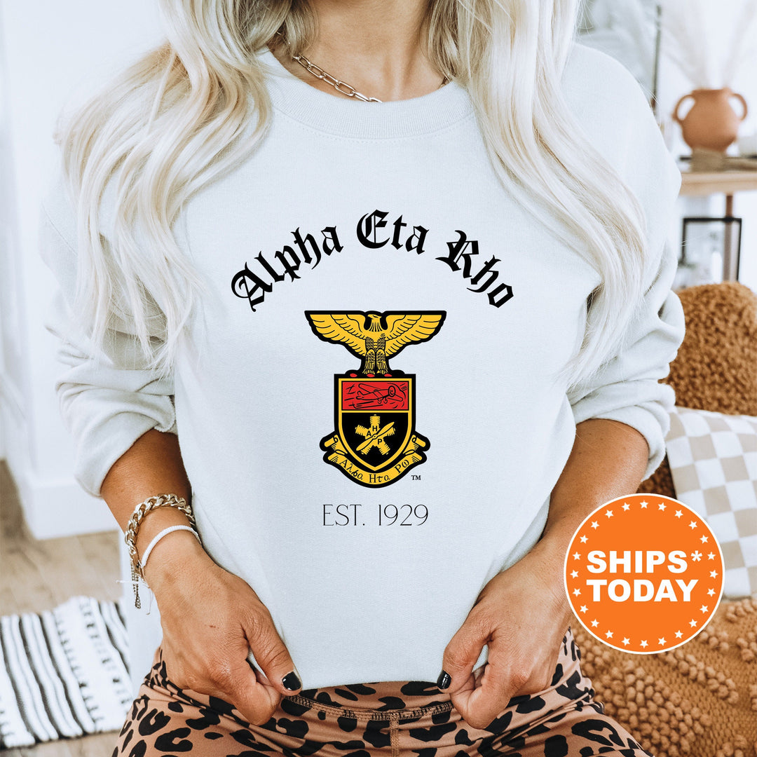 Alpha Eta Rho Greek Heritage COED Sweatshirt | Alpha Eta Rho Crest Sweatshirt | COED Fraternity Crewneck | Greek Apparel _ 15381g