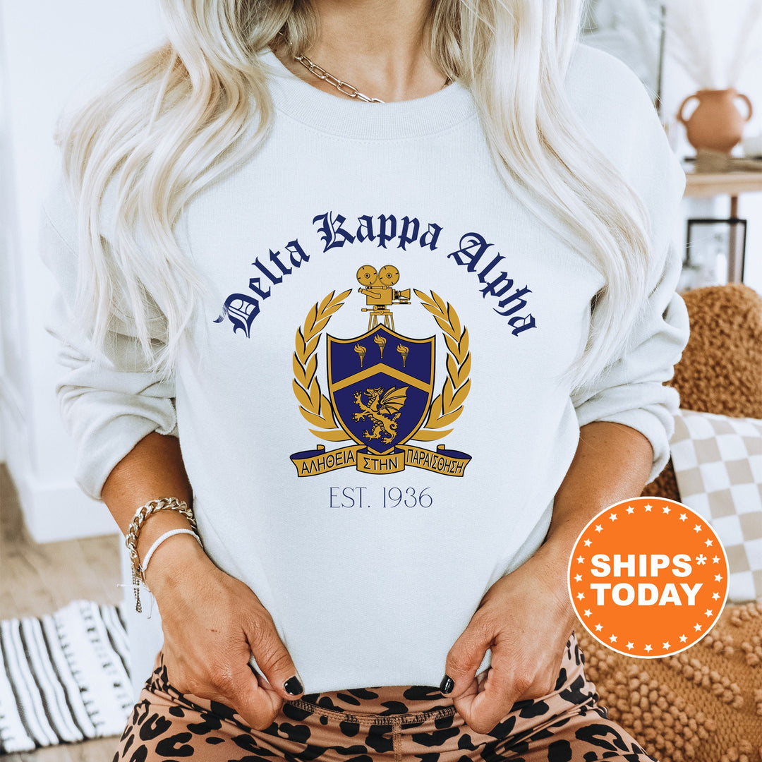 Delta Kappa Alpha Greek Heritage COED Sweatshirt | Delta Kappa Alpha Crest Sweatshirt | COED Fraternity Crewneck | Greek Apparel _ 15385g