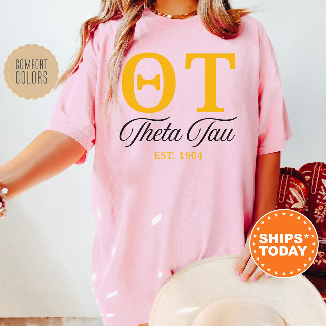 Theta Tau Letter Unity COED T-Shirt | Theta Tau Greek Letters Shirt | Theta Tau COED Fraternity Gift | Comfort Colors Shirt _ 15380g
