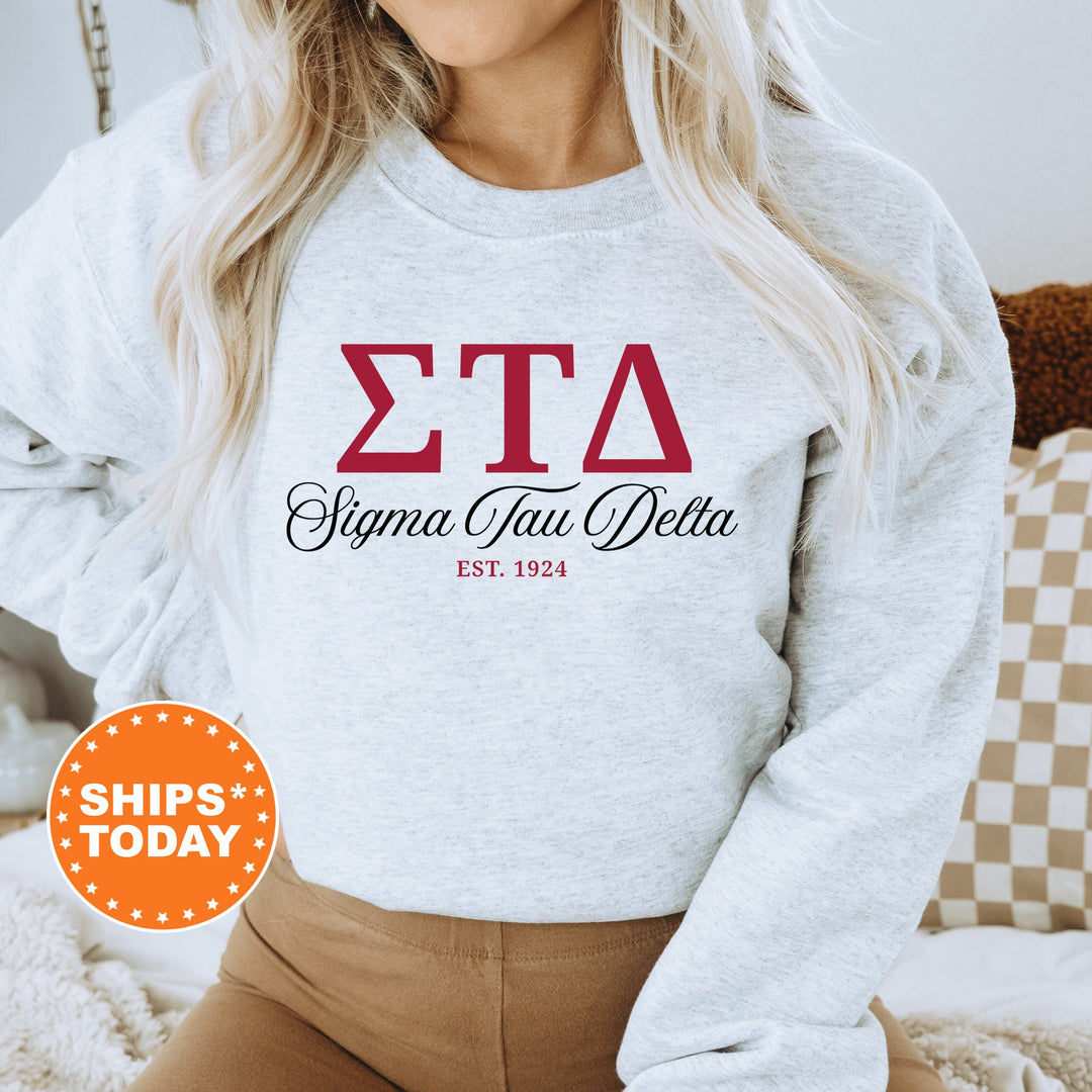 Sigma Tau Delta Letter Unity COED Sweatshirt | Sigma Tau Delta Greek Letters Sweatshirt | COED Fraternity Gift | Greek Apparel _ 15379g