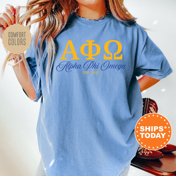 Alpha Phi Omega Letter Unity COED T-Shirt | Alpha Phi Omega Greek Letters Shirt | APHIO COED Fraternity Gift | Comfort Colors Shirt _ 15367g